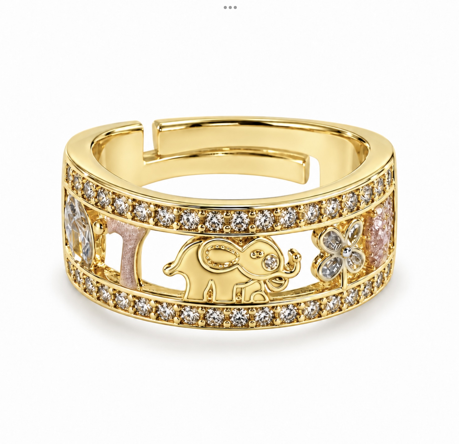 Anillo Elefante, herradura, siete,búho  oro laminado