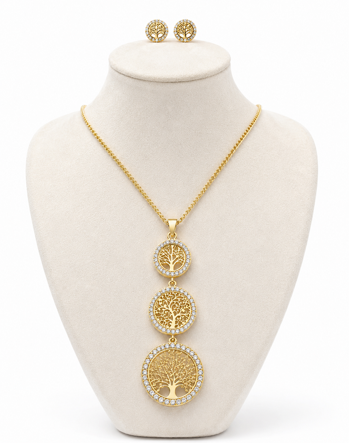 Corbatero Árbol vida tres circonea  oro laminado