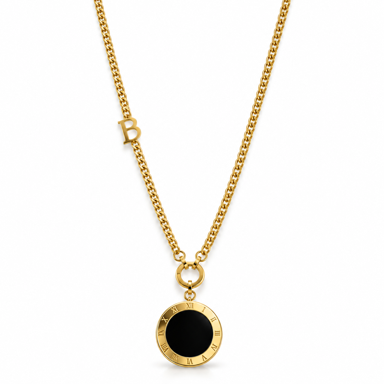 Gargantilla Aro esmaltado negro B  Dorado acero