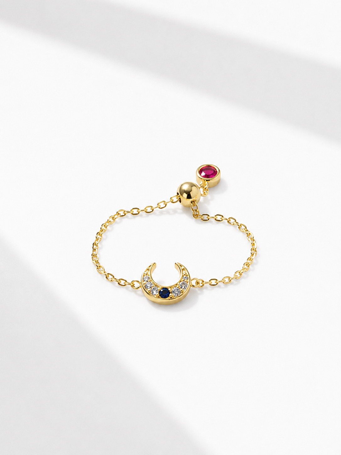 Anillo Ajustable luna  oro laminado