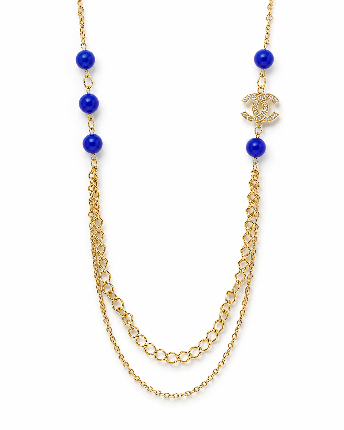 Corbatero Channel azul  oro laminado