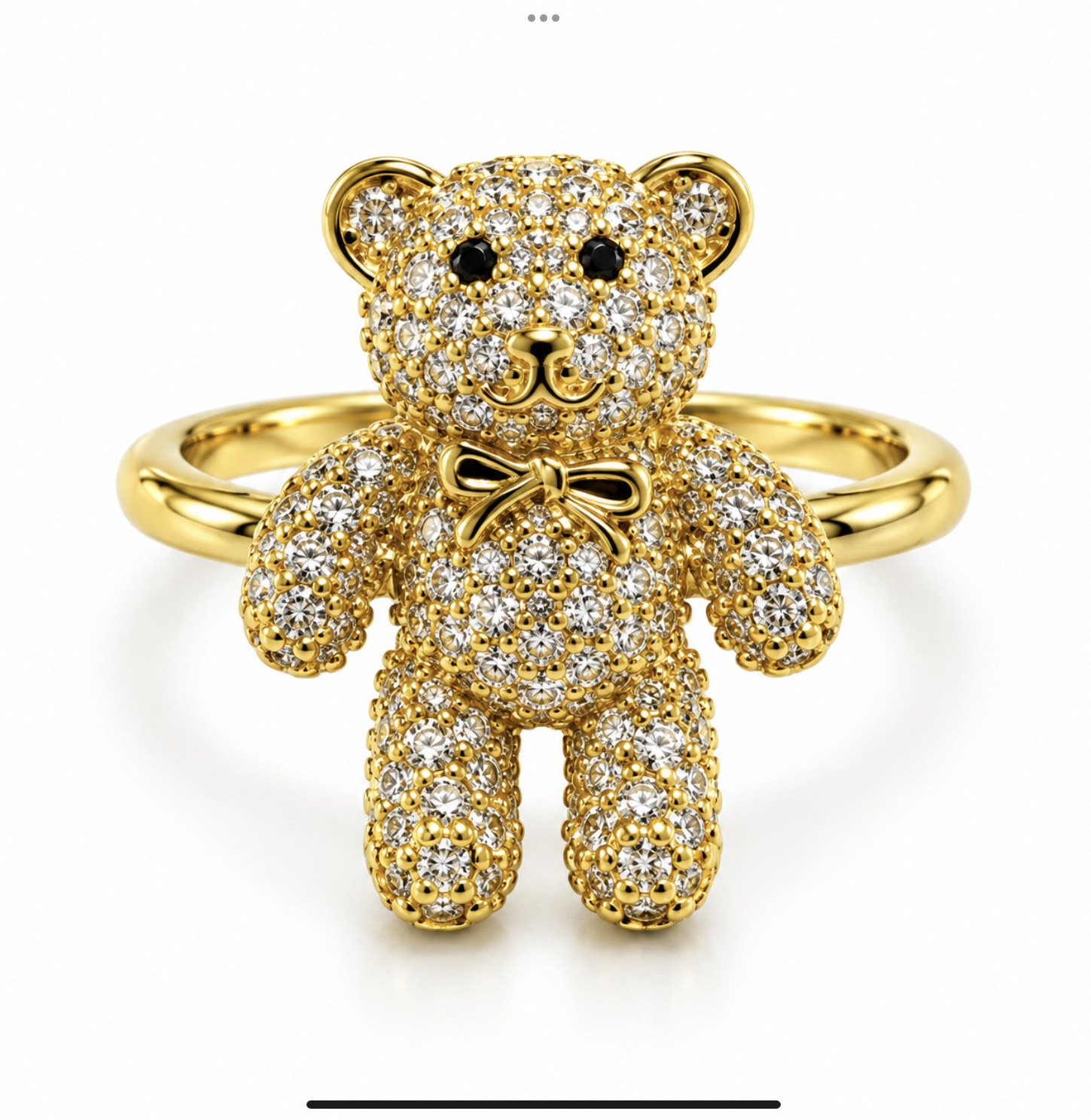 Anillo Osito con zirconia oro laminado