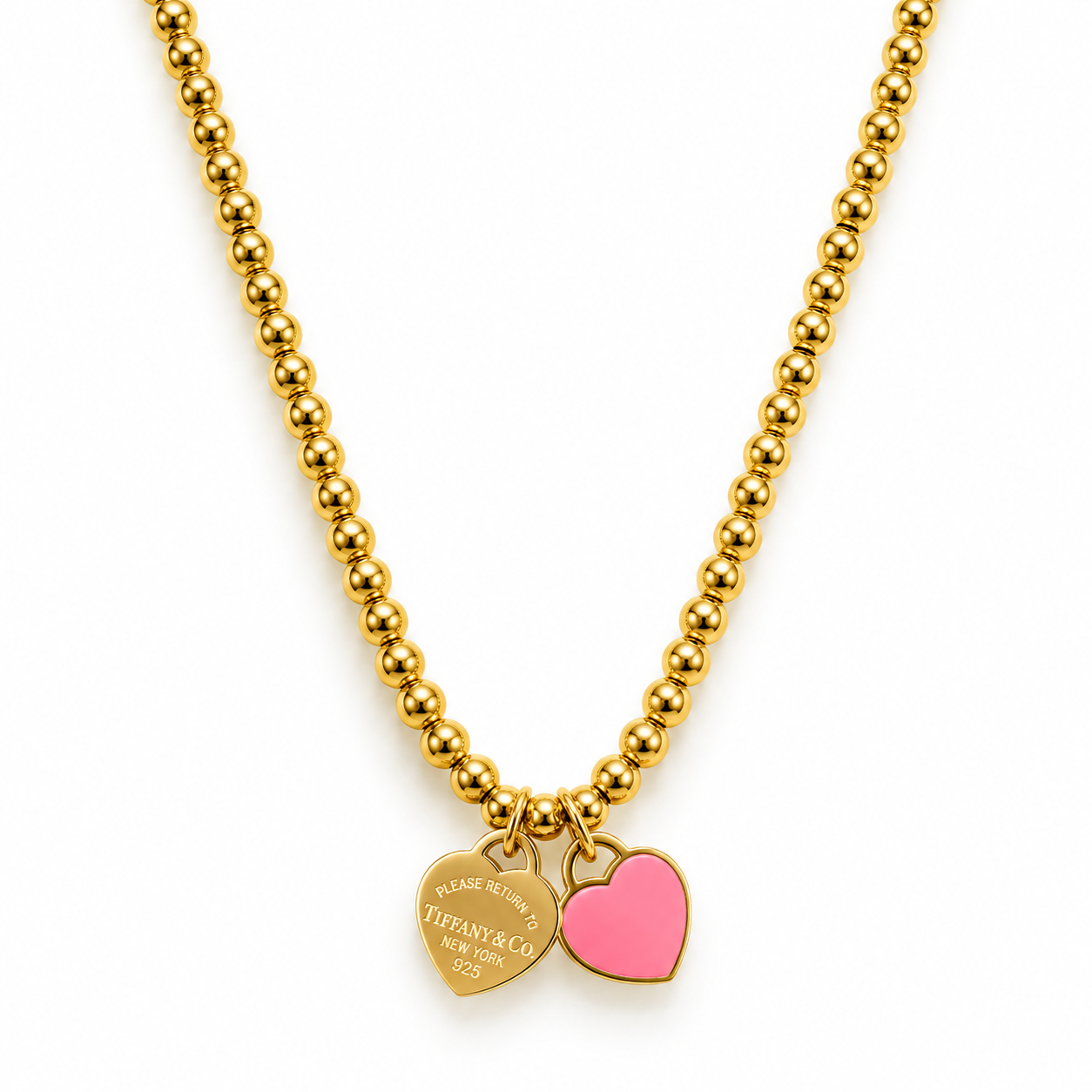 Gargantilla Dorado Corazon rosa y dorado TF acero