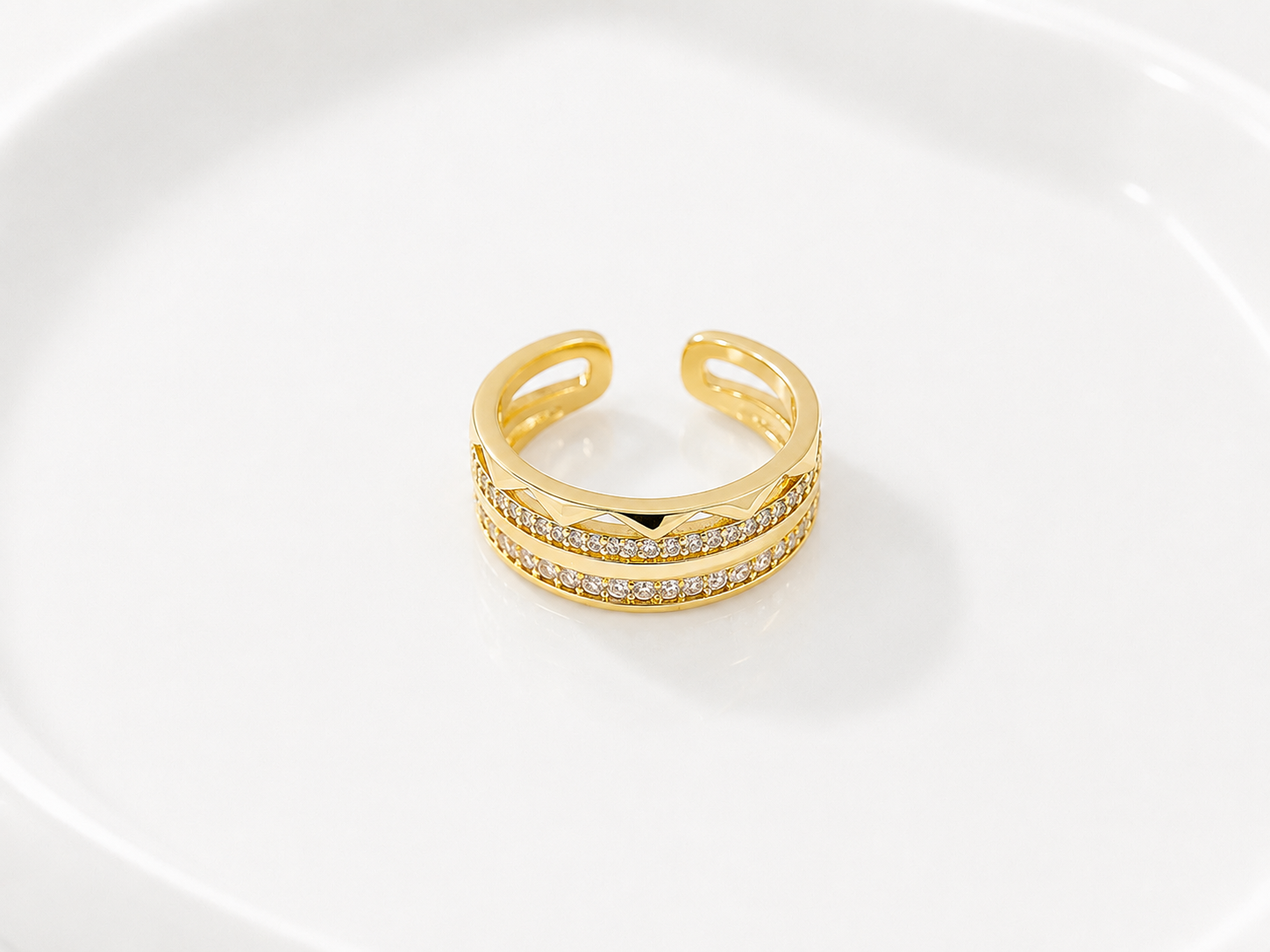 Anillo Baguette  oro laminado