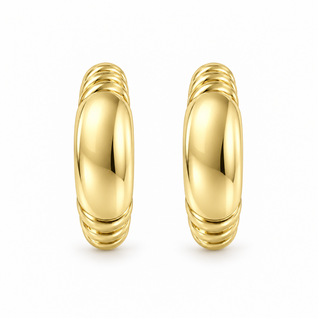 Arete Forma en C, líneas en los bordes  oro laminado