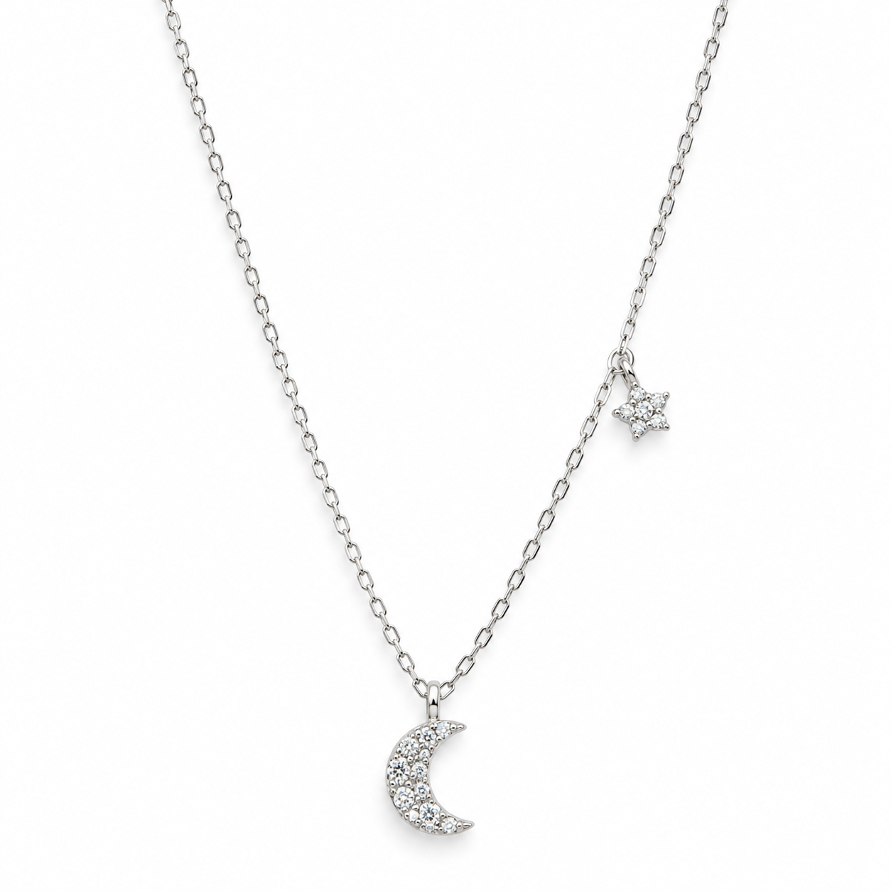 Gargantilla Luna estrella  plata pieza
