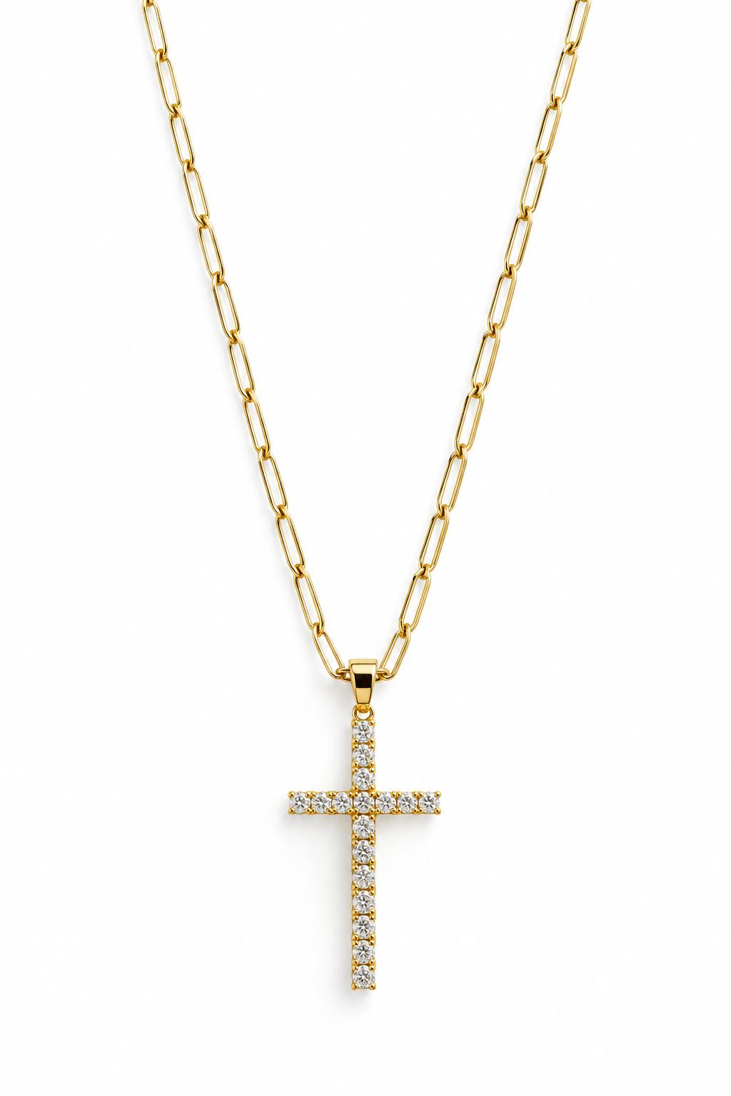 Gargantilla Cruz circonia  oro laminado