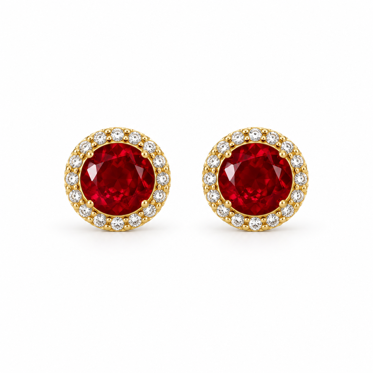 Broquel Circular piedra roja  oro laminado