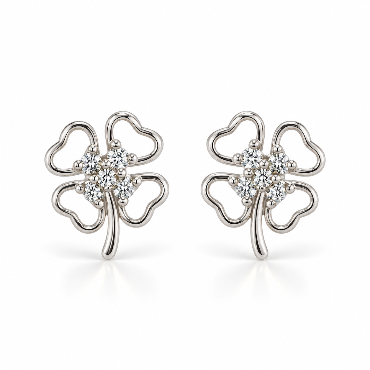 Arete Tréboles con circonia  plata pieza