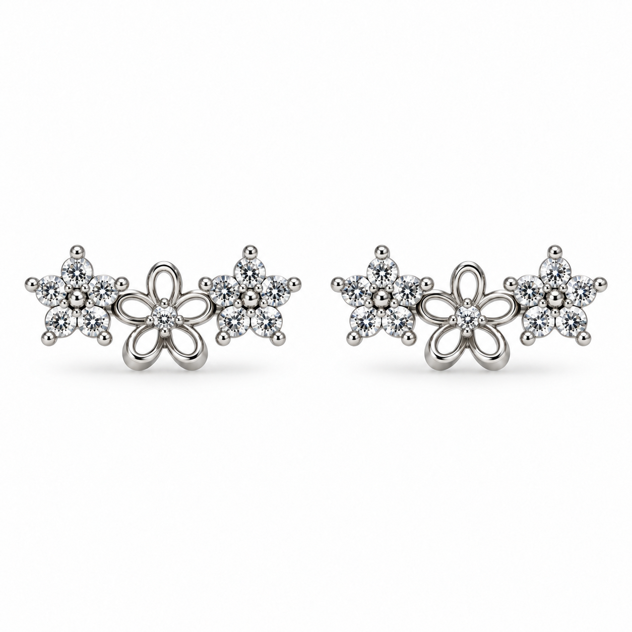 Broquel Flores zirconia plata laminada