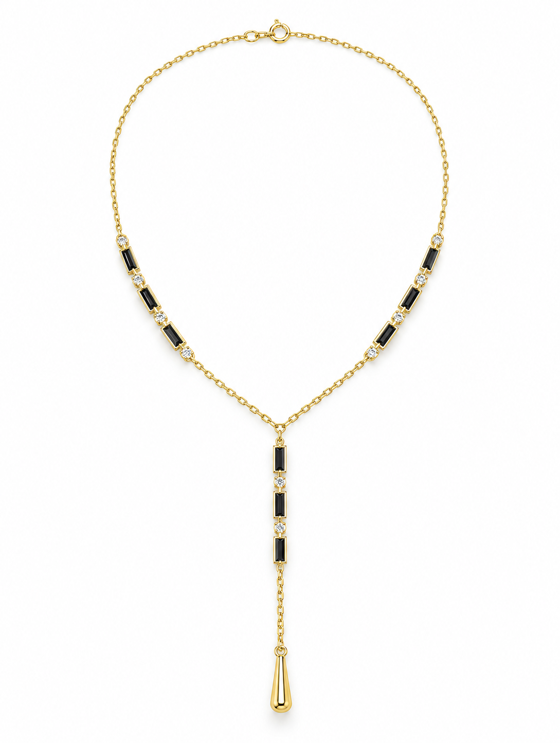 Corbatero Pidra negra con gota de dije oro laminado