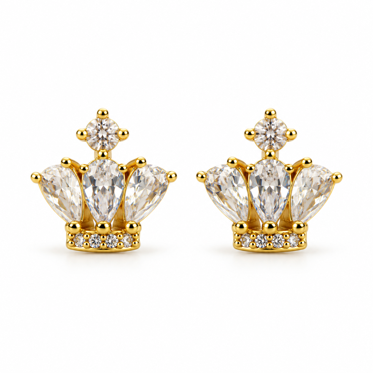 Broquel Corona Zirconia forma de gota  oro laminado